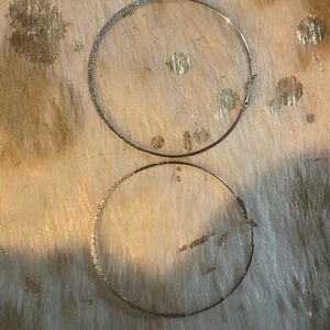 Napier Silver Glitter Hoop Earrings